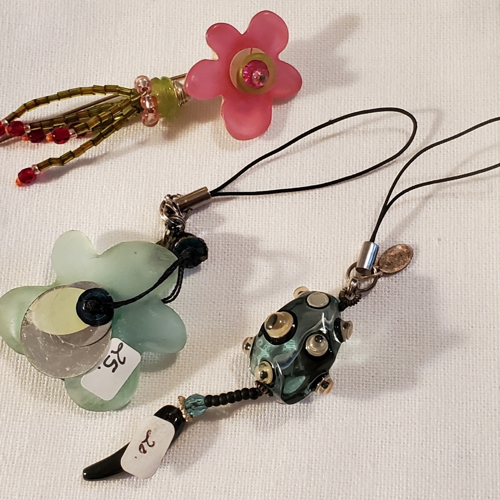 Lalo Treasures 3 pieces - 2 cell phone charms/Keychains, 1 stick pin (no cap)